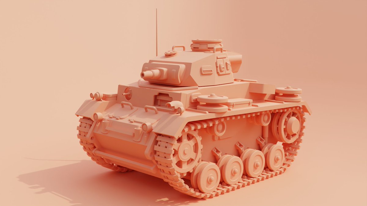 AKKOS617's tweet photo. Stylized Panzer III with short 75mm gun, old blender 3d model rework in progress

#blender3d #blender #blendercommunity #tank3dmodel #b3d #wip #workinprogress https://t.co/qcK3c1fabO