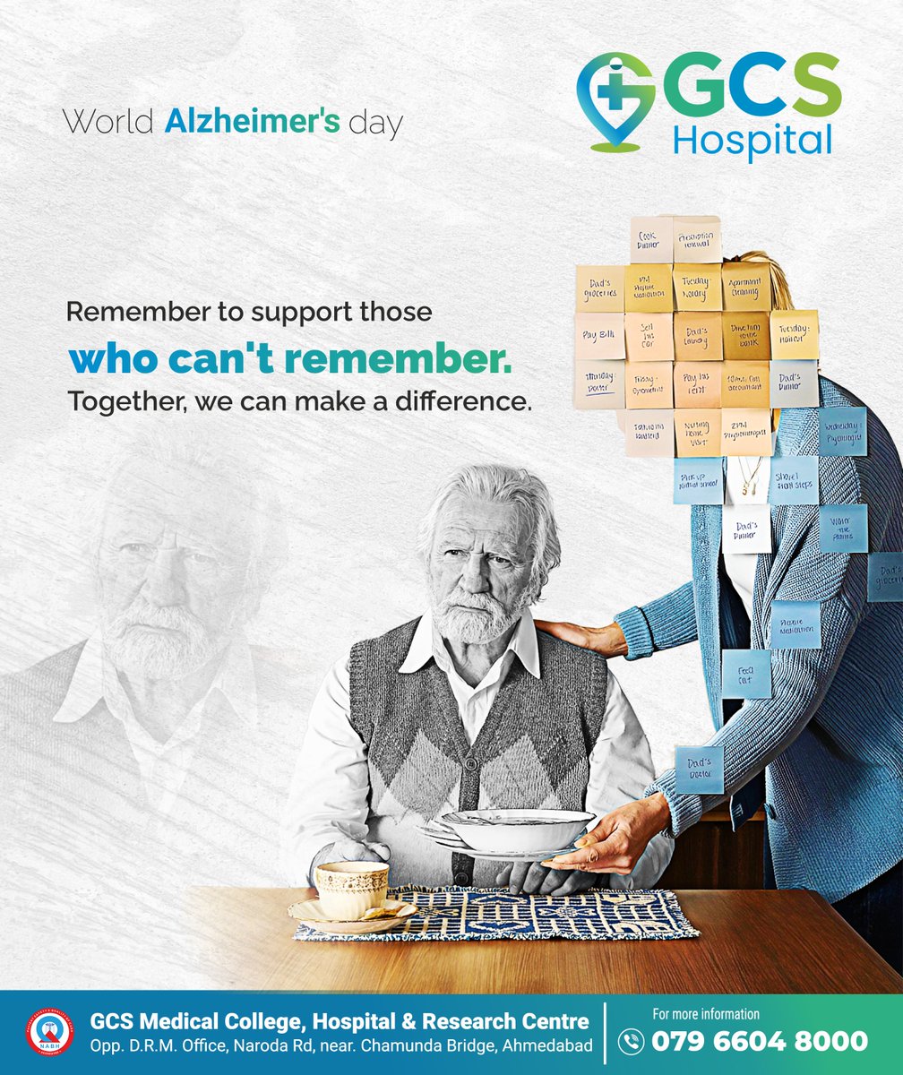 Remembering Today for a Brighter Tomorrow: World Alzheimer's Day.
#EndAlzheimers #MemoryMatters #WorldAlzheimersDay #AlzheimersAwareness #AlzheimersDay2023 #MultiSpecialtyCare #GCSHospital #Svasthyanusarnamu #GCSMCH
