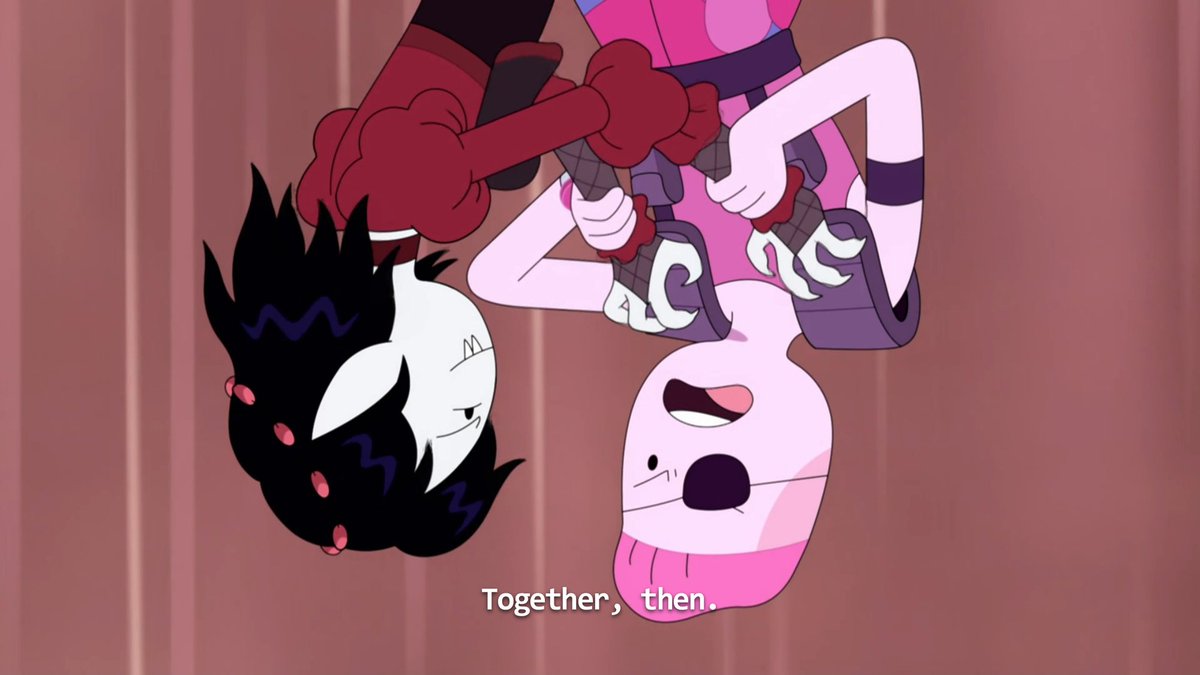 cavehag's tweet photo. fionna and cake spoilers

THEY DON'T REALLY WANT TO KILL EACH OTHER!!!! EVEN IN A UNIVERSE WHERE THEY'RE MORTAL ENEMIES THEY STILL FEEL INEXPLICABLY DRAWN TO THE OTHER!!!! https://t.co/26W5DAV2Qu