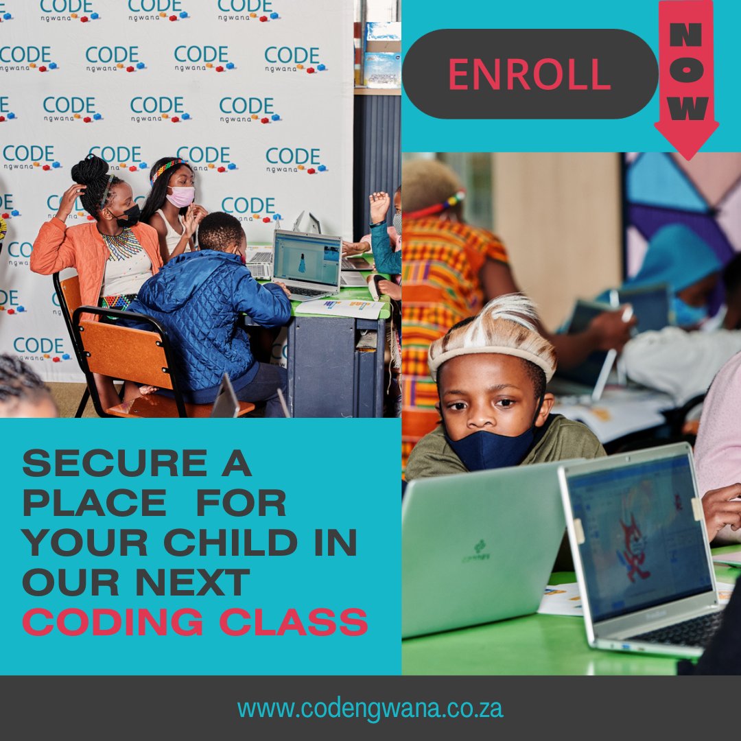 CodeNgwana_1's tweet image. Limited space available, secure a place for your child with us today by visiting our website on the bio to register...........
.
.
.
.
.
.
.
#codengwana #codingforkids #codinglessons #coding #afterschoolprogram #2024IsOur1994 #JohannesburgCBD #Lockdown South Africa