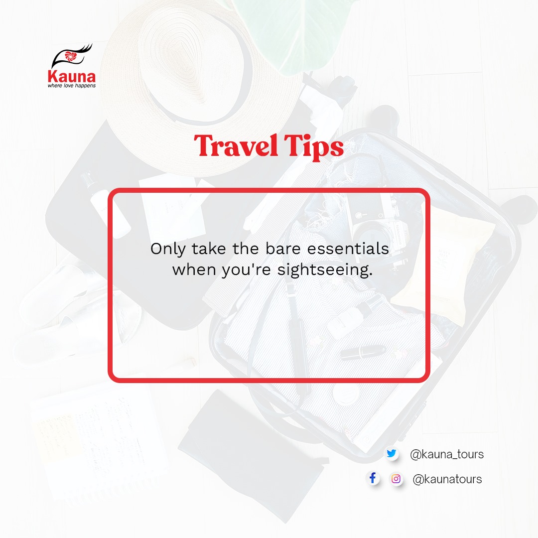 kauna_tours's tweet image. When sightseeing, make sure to bring only the essential items.

#packingsmart #wanderwisely #explorelight #travelessentials #packsmartly #tourists #Tours #kaunatours #traveltips