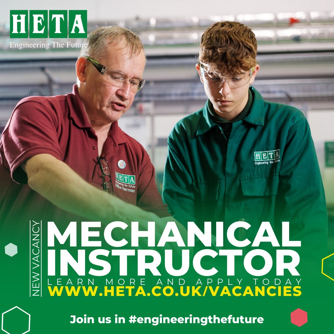 Join our team of instructors at our incredible Grimsby Centre, where you'll play a crucial role in supporting the development of the next generation of engineers👷 Learn more and apply today by clicking the link below👇 heta.co.uk/vacancies