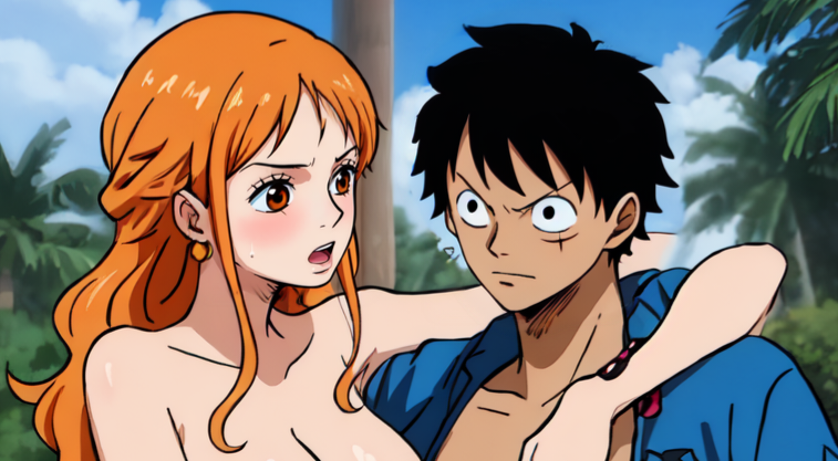 Luffy and Nami look good 🔥
Cr.: SensualSketcher (Pixiv).

#ONEPIECE #aiart #ONEPIECE1093 #ワンピース #ルフィ #ナミ #luna
