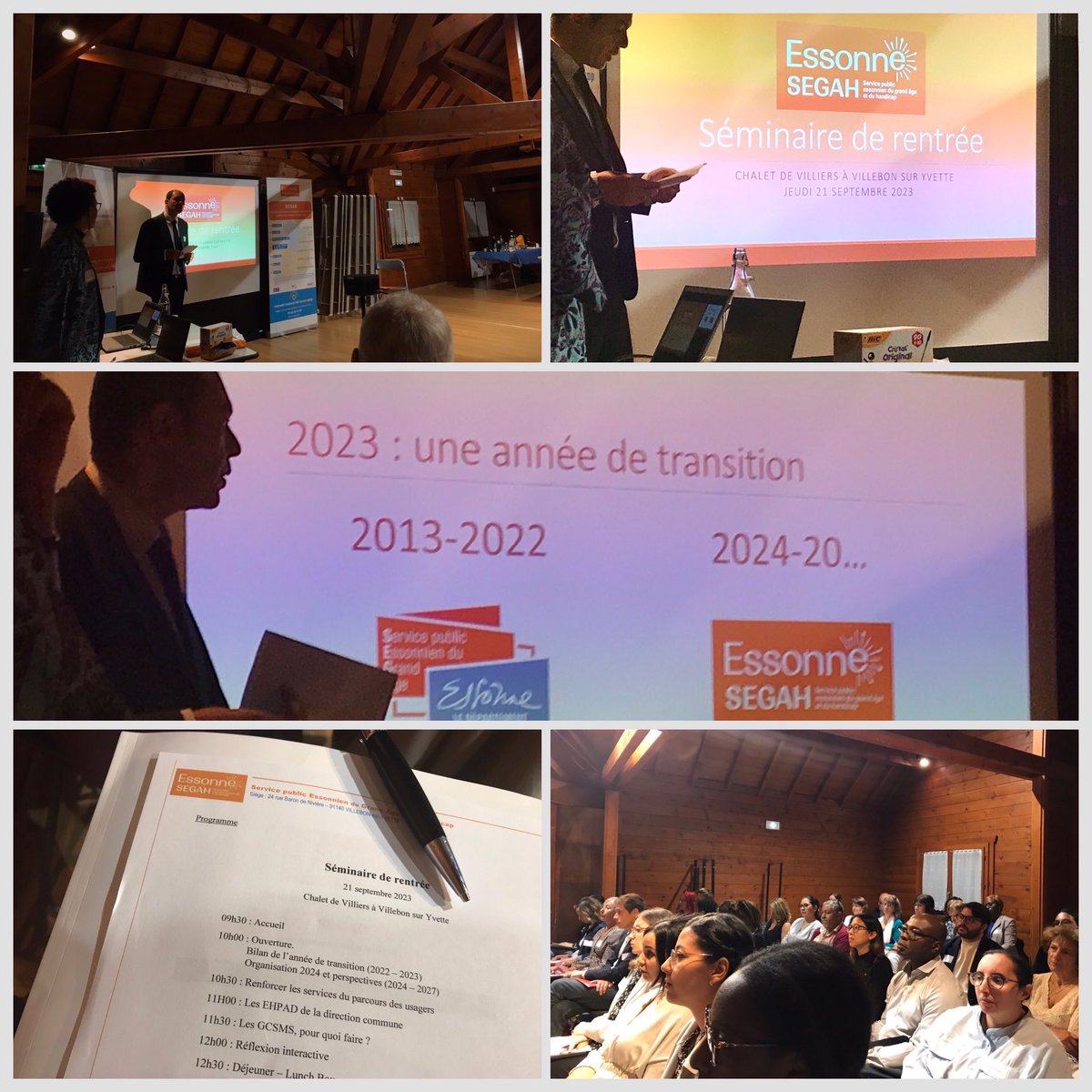 EHPAD_SEGA's tweet photo. Ce Jeudi matin, Séminaire de Rentrée 2023 pr ls Cadres d Ets du #SEGA + EHPAD de la Direction commune, du siège, et des Sces (Clic, EMA-PHV91). Bilan de l’année de transition et perspectives par le Dir-M. J.Adjali. ⁦@CDEssonne⁩ https://t.co/xRfL6rKgiQ
