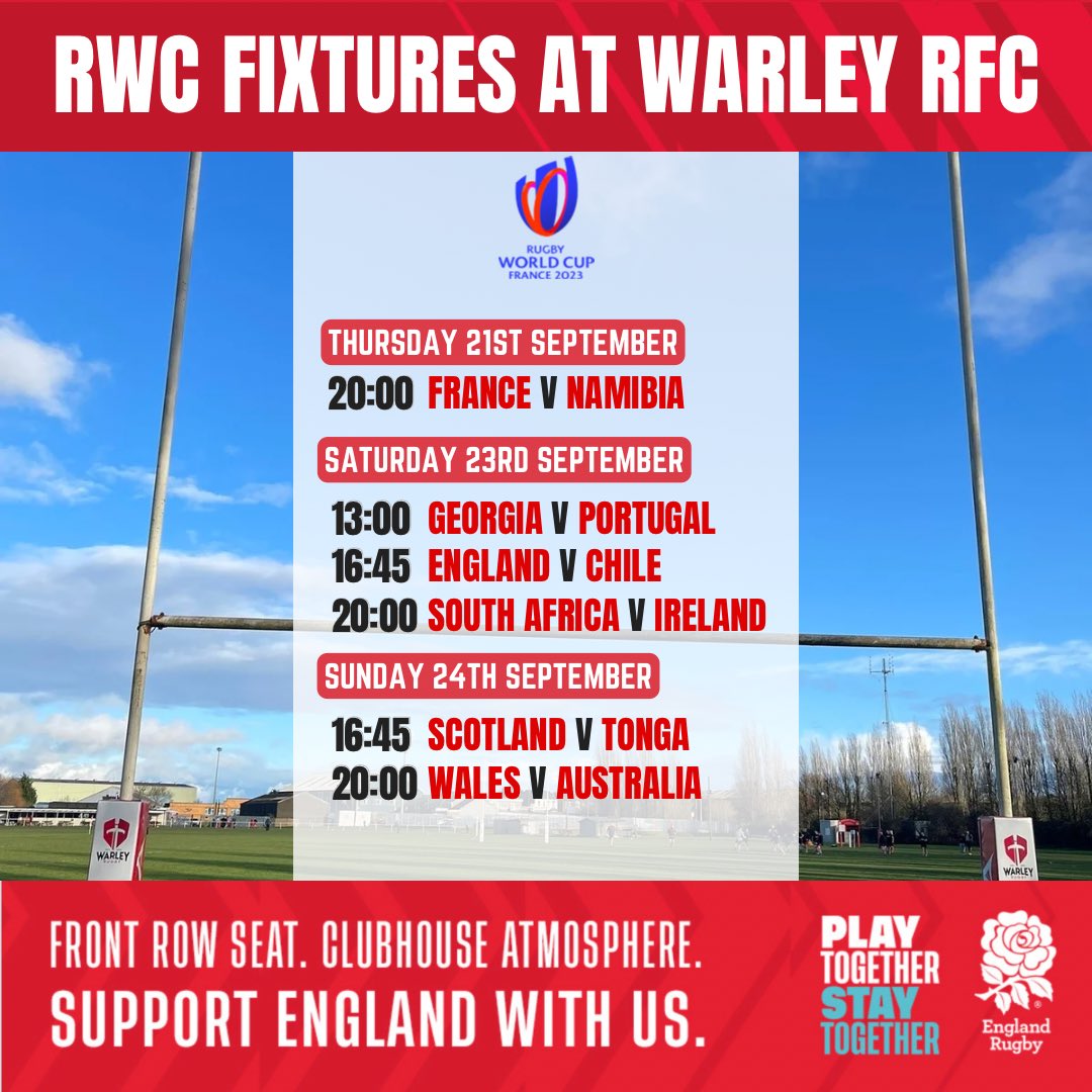 RWC Games you can watch this week at Warley RFC 🏉💪🏼

#WeAreWarley

🔴⚪️🔴⚪️