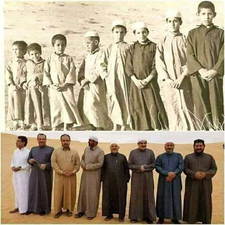 الفرق بين الصورتين 45 سنة،  العلاقة بين الناس بدون مصالح تدوم إلى آخر العمر  🤗