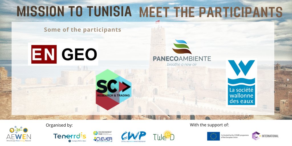 ➡ This our last post introducing the companies that will come to Tunisia's Mission. Meet them!:

✔️EN Géo validated 
✔️<a href="/Paneco_Ambiente/">PANECO AMBIENTE</a>
✔️SC Research and Trading
✔️@swde

#AewenProject #WaterEnergy