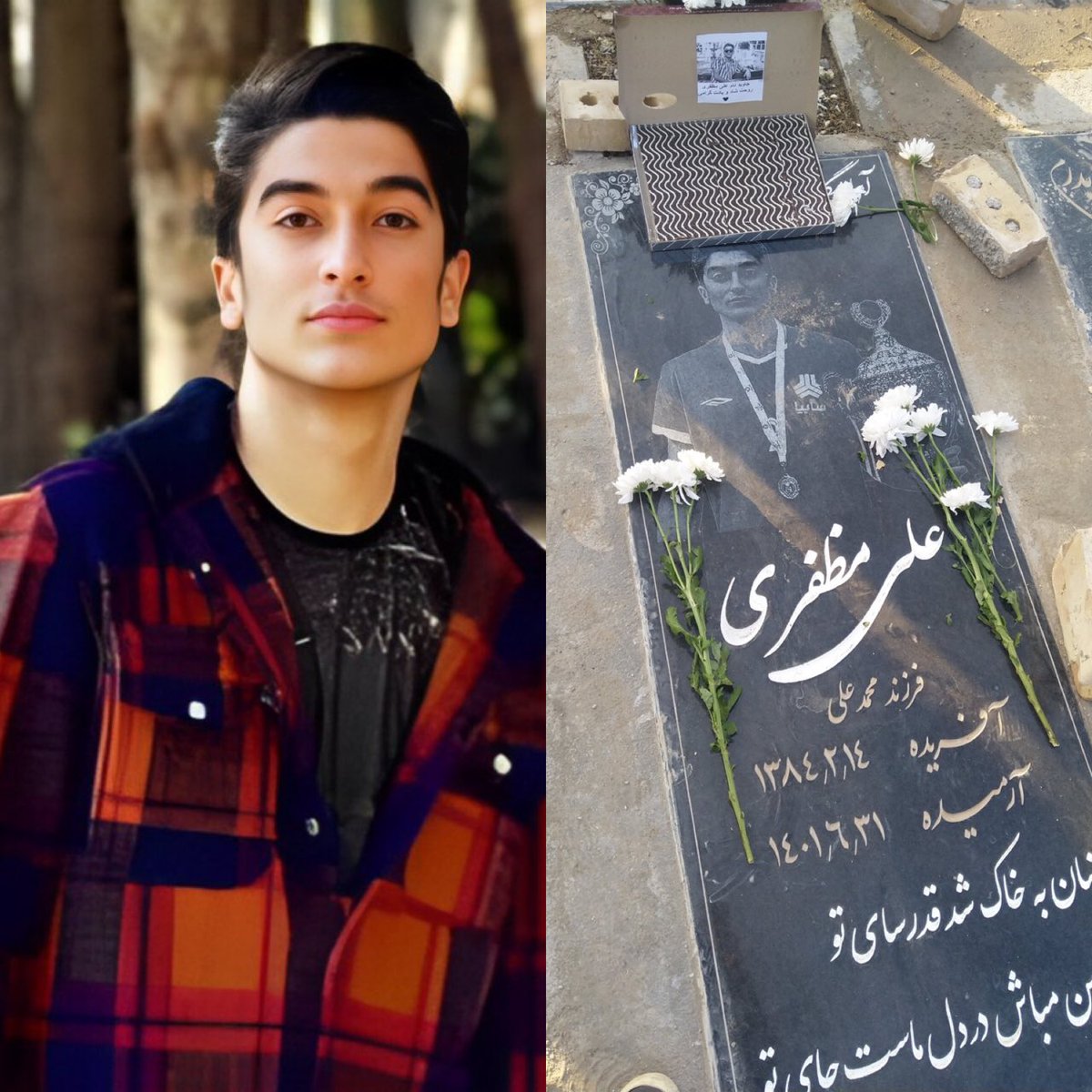 LightofRev's tweet photo. جاویدنامان قوچان در ۳۰ شهریور:
#علی_مظفری ۱۷ ساله و #مهدی_ببرنژاد ۲۲ ساله🖤
علی والیبالیست بود و سابقه دعوت به اردوی تیم ملی نوجوانان والیبال و نایب قهرمانی کشور به همراه تیم سایپای تهران رو داشت.
مهدی از سربازی برگشته بود، کنکور داده بود و در دانشگاه قبول شده بود.
مهدی با چشم دیده بود دو نفر با گلوله مزدورا به قتل رسیدن ولی بدون ترس و با شجاعت جنگید و با گلوله مجروح شد �� به بیمارستان منتقل شد اما بهش اجازه نمیدن به اتاق عمل بره و آنقدر منتظر میمونن تا جان میده.