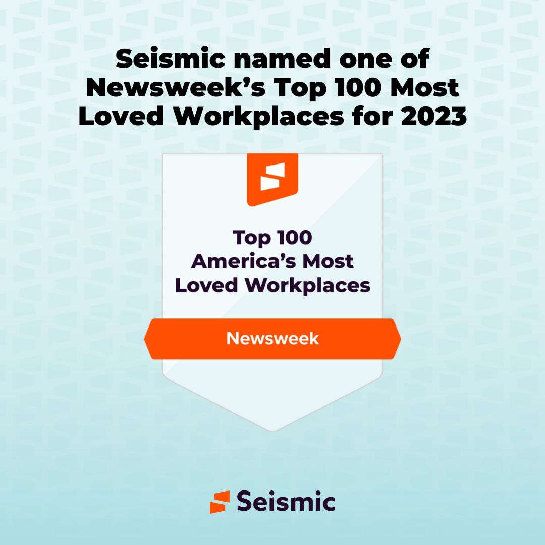 I am humbled and honored to share that Seismic has been recognized as one of Newsweek's 2023 Top 100 Most Loved Workplaces® in America! 🥳🏅

Together at #OneSeismic, our values ground us and help us grow. I am proud to be a part of an organization where every individual's contri