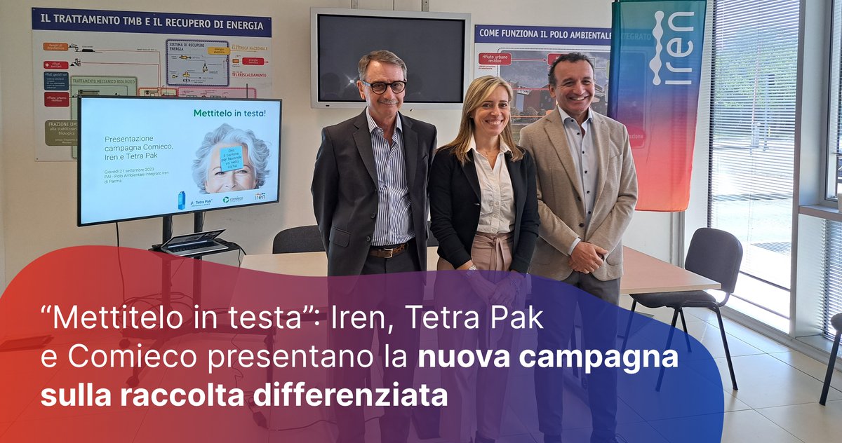 Iren, @tetrapak e @comieco insieme per la #raccoltadifferenziata dei cartoni per bevande Presentata a Parma la campagna “Mettitelo in testa”, che vuole sensibilizzare i cittadini sulle nuove modalità di raccolta degli imballaggi in Tetra Park. Info: gruppoiren.it/it/media/comun…