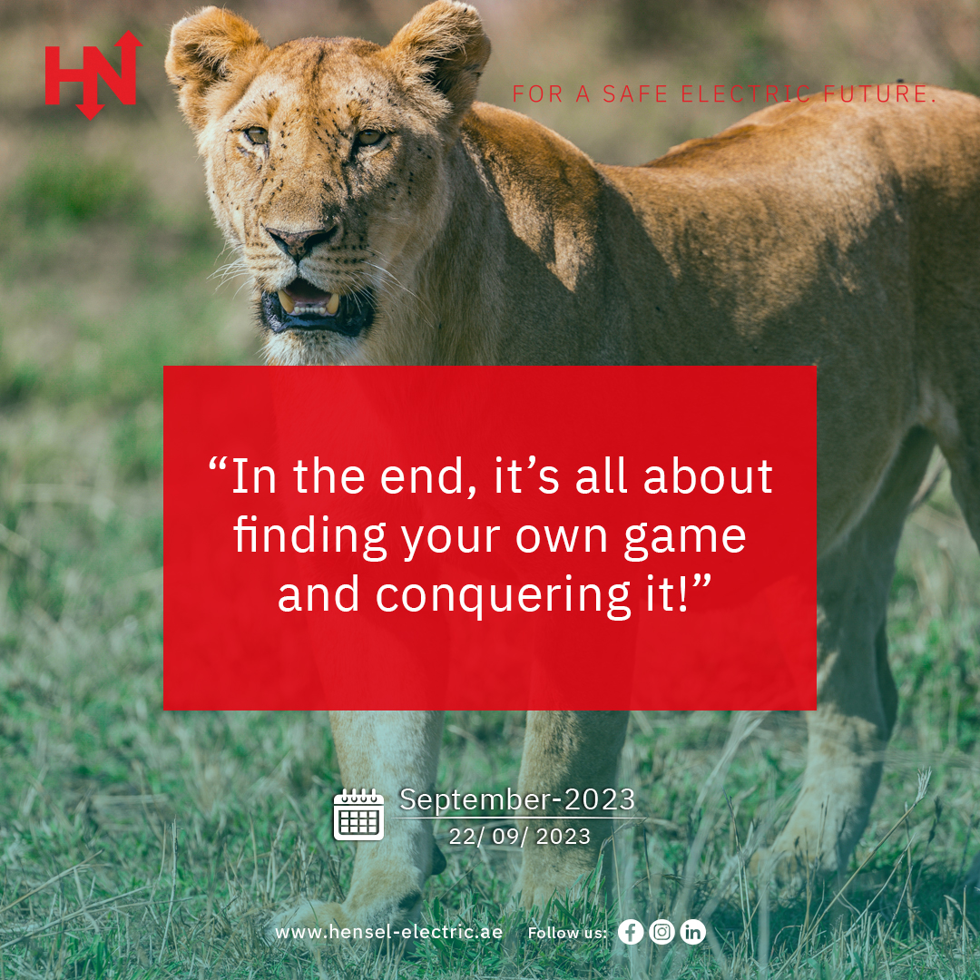 “In the end, it’s all about finding your own game and conquering it!”

#Conqueryourgame #findyourpath #Ownyoursuccess #gameoflife #fearlesssuccess #believeinyourself #UAE #Henselmiddleeast #Hensel

Visit us at: hensel-electric.ae