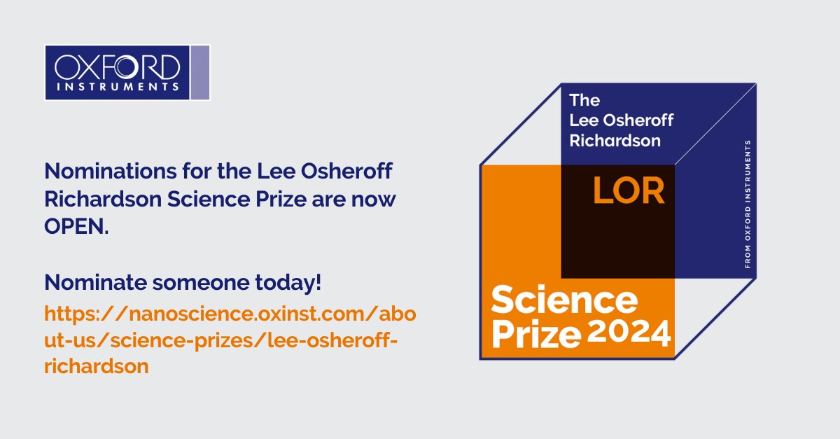 The LOR #SciencePrize for North & Latin America 2024 is now open for applications! The LOR Prize supports young scientists starting out their careers in low temperature, high magnetic fields or surface science research.

Find out more:
okt.to/b1yOt2

#OxInstIsListening