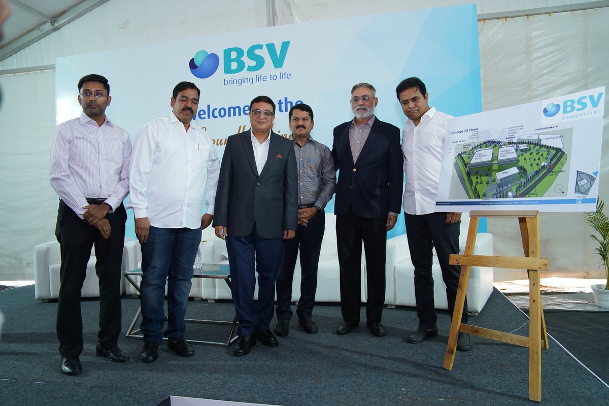 We are delighted to welcome Shri K.T Rama Rao, Hon’ble Minister IT, E&C, Industries & Commerce, MA & UD, Govt of Telangana, along with other notable dignitaries Govt of Telangana to the groundbreaking ceremony of our manufacturing facility in Genome Valley, Hyderabad. #bsvwithu