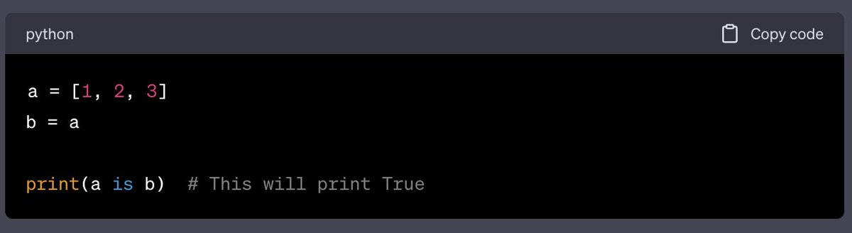 HaxSevenHS's tweet image. #haxcode in this case, a and b are indeed the same object in memory. So, a is b -> True