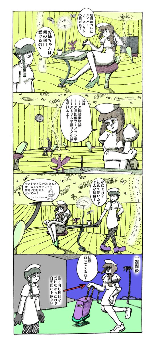 ナースとテストの漫画 