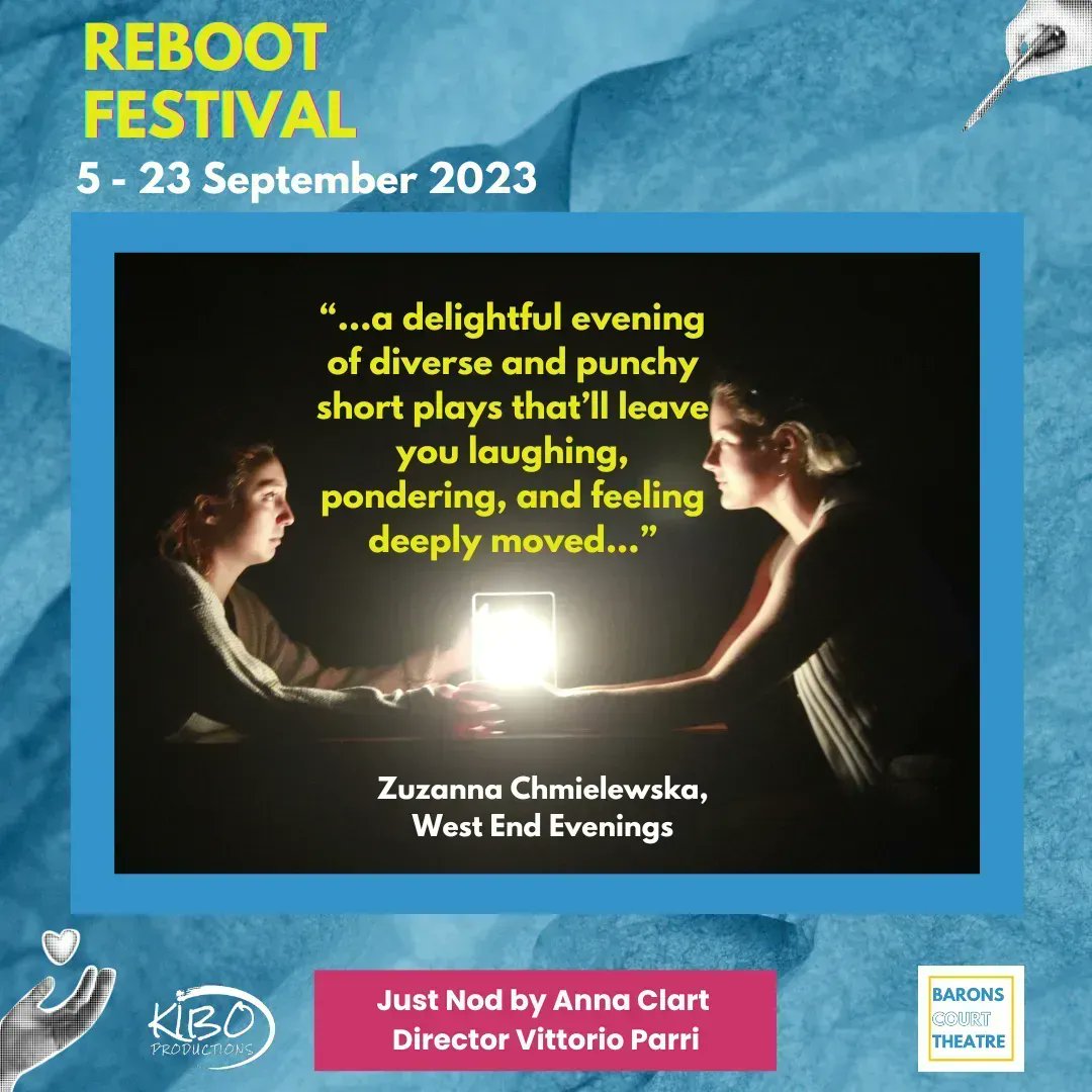 Week Three is on! 

Our final lineup of plays in The Reboot Festival has opened! 

Join us to experience seven unique and inspiring new plays. Book now before they're gone! 
🎟️ buff.ly/3Pac68j . 

#baronscourttheatre  #supportemergingartists