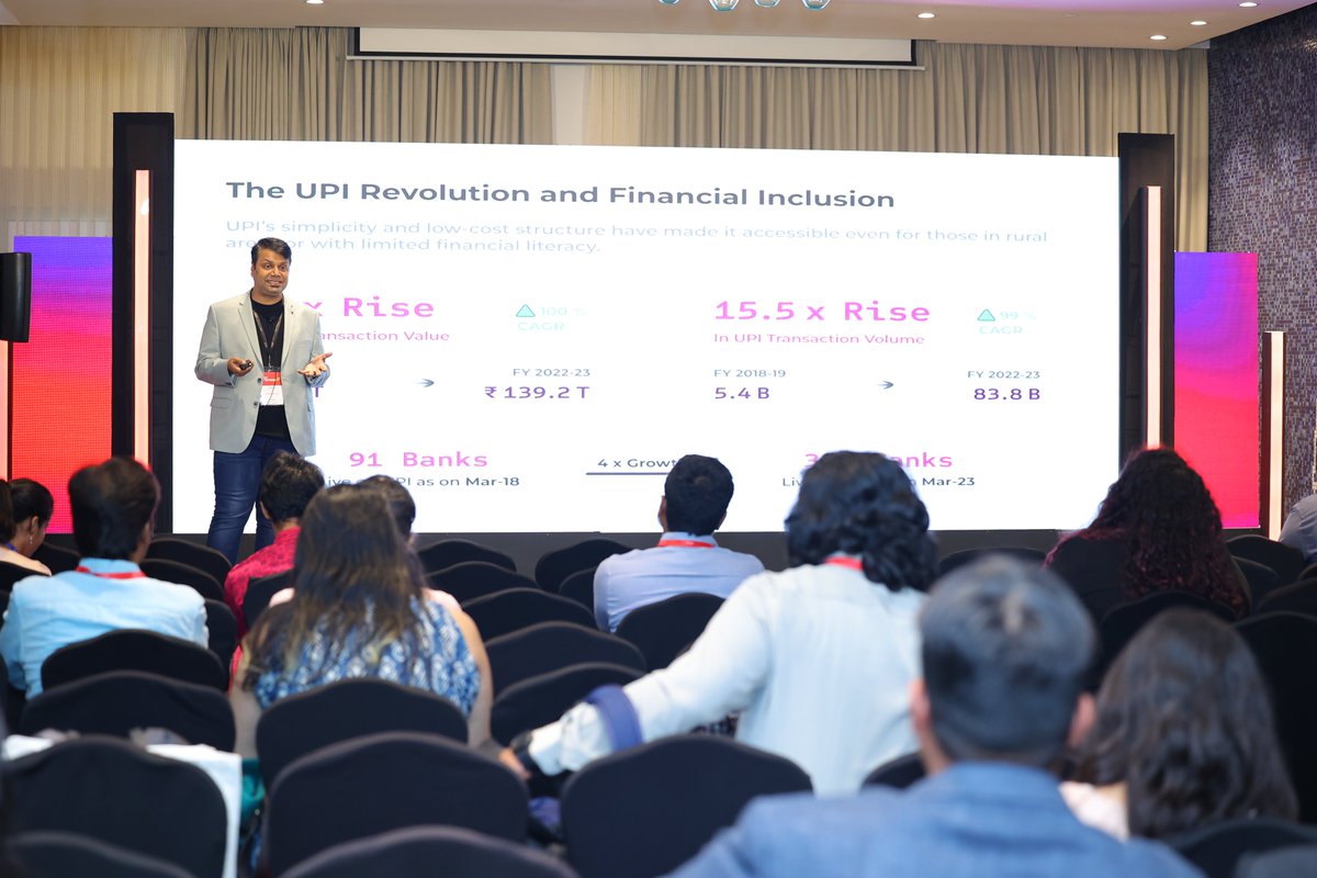 _TechSparks's tweet photo. "There are challenges: large parts of India still don’t have access to fintech. 800 million people are eligible for credit access, but only 180 million have access,"says @vineetkdas, Head Of Online Product, @plural_online at #TechSparks2023. https://t.co/XvzT7JIpWz