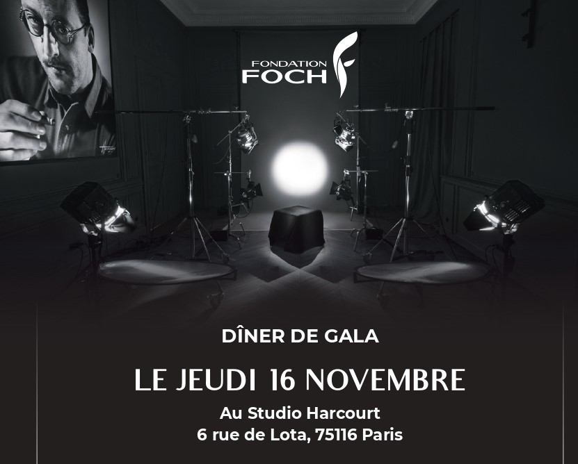 [#événement]
La Fondation organise son dîner de Gala le jeudi 16 novembre prochain au sein du <a href="/SHPofficiel/">Studio Harcourt Paris</a> , à partir de 18h30.
👉Pour devenir partenaire de cet événement #caritatif, contactez Marianne Porcher, 📩m.porcher@fondation-foch.org / 📞01.46.25.28.08