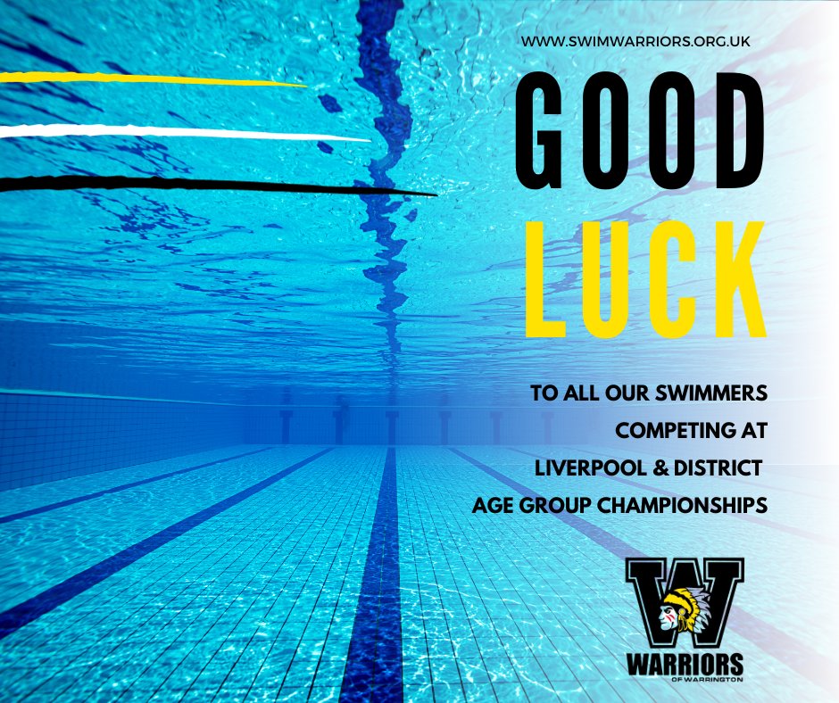SwimWarriors's tweet photo. Good luck to all our amazing Warriors of Warrington swimmers at Liverpool &amp; District Age Group Championships this weekend 🏊🙌💛🙌🏊‍♂️
#warriorsofwarrington #swimenglandnorthwest #swimgala #swimming #Swim #warrington #CHESHIRE https://t.co/lyMoM2wrgx