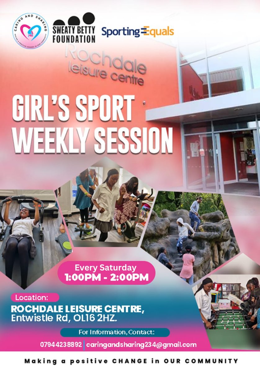 We have moved our meeting times and locations to Saturdays from 1pm at Rochdale Leisure centre. If you are between 11-18 we would love to see you there :) #rochdalegirls #rochdalecommunity #rochdalesports #girlssportsrochdale #sweatybetty #sportsengland