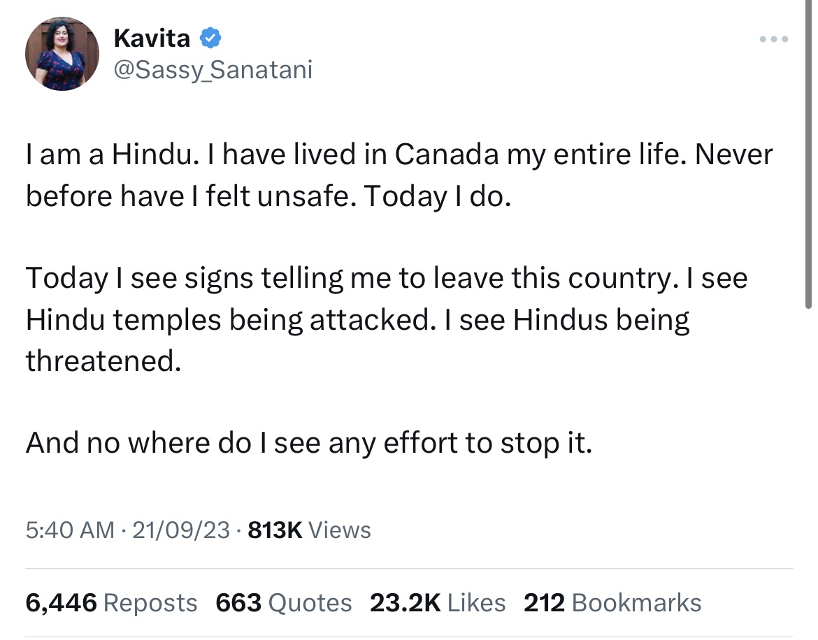 DearthOfSid's tweet photo. Replace the words Hindu with Muslim, Temples with Mosques & Canada with India in the below tweet. 

This is what Indian Muslims have been going through since 2014.