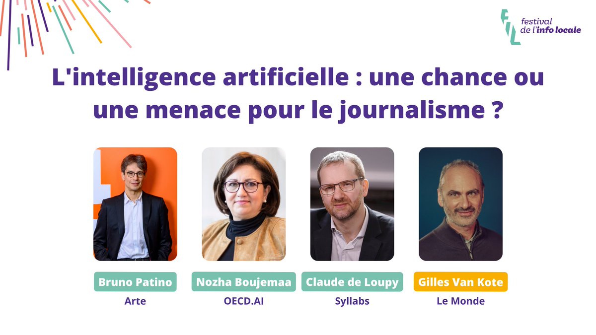 L’intelligence artificielle est l’un des grands sujets de l’année 2023. Il était logique que le Festival de l’info locale s’en empare !
Nous avons la chance de recevoir jeudi prochain trois personnalités pour débattre de son impact sur le journalisme et les médias :
-