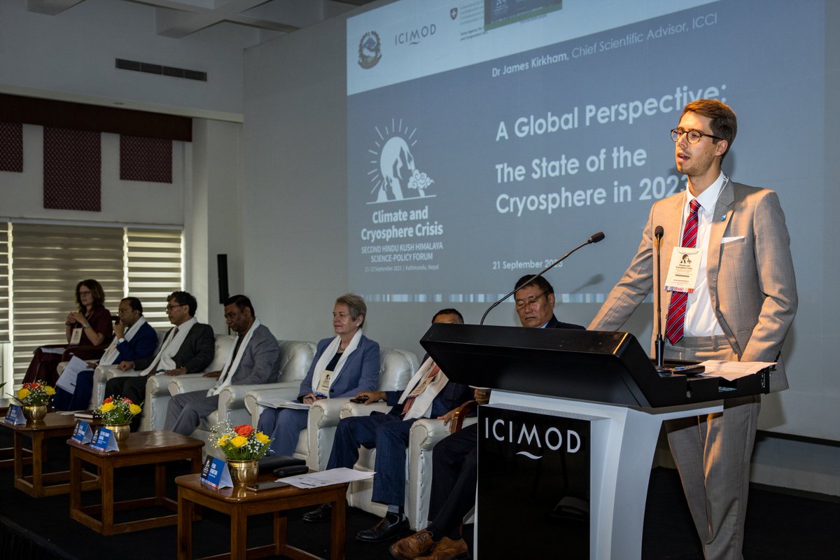 Delighted to be @icimod #SciencePolicyForum today to discuss the impacts of the #ClimateEmergency on the cryosphere

We need a huge increase in policy ambition to keep 1.5C as an absolute limit for the Earth's rapidly melting snow and ice and its huge downstream impacts