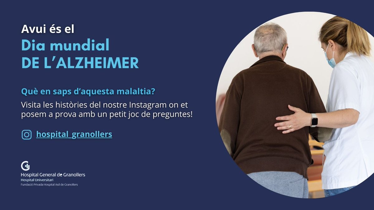 hggranollers's tweet photo. Avui és el #DiaMundialdelAlzheimer i per poder crear consciència sobre aquesta malaltia hem fet un petit joc de preguntes en el que t'animem a participar!

Només has d'entrar al nostre Instagram i visitar les històries durant el dia d'avui.

Les endevinaràs totes? 🧐

#HGG https://t.co/5rg44Al62J