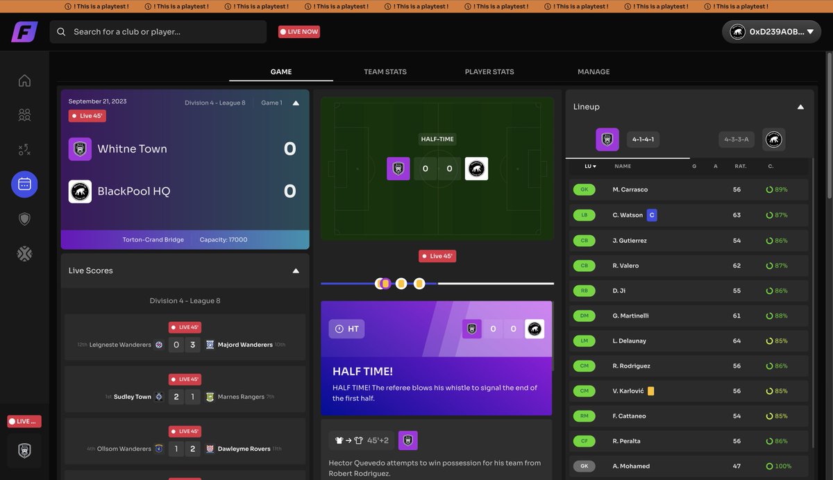 An eventful match so far with 4 yellow cards, <a href="/BlackPoolHQFC/">BlackPool HQ FC</a> go into HT at 0-0 #Footium