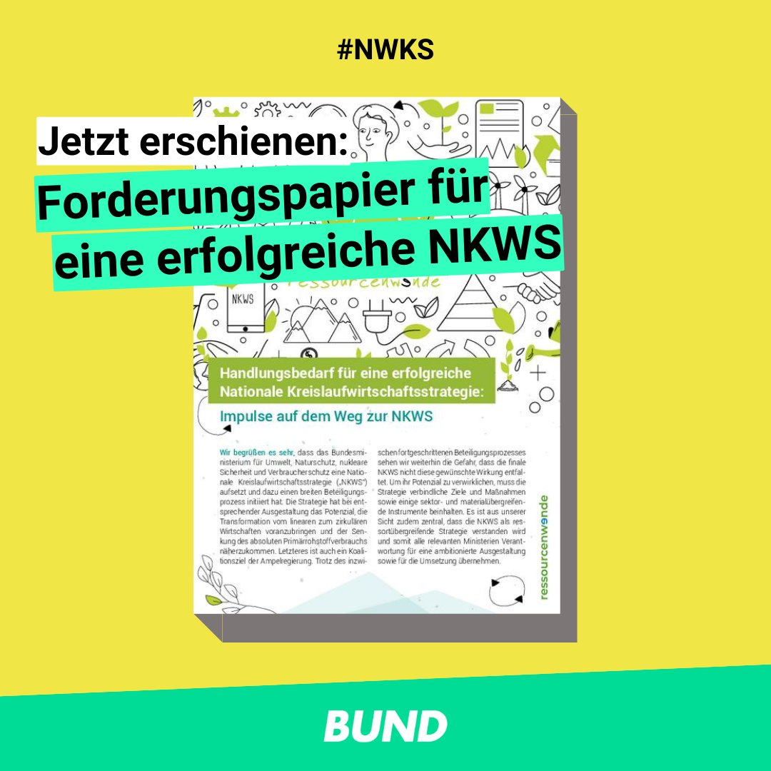 Kreislauf-Probleme in 🇩🇪. Gut, dass das @BMUV den #Ressourcenschutz stärken möchte. Für eine erfolgreiche Nationale Kreislaufwirtschaftsstrategie #NKWS u. #Ressourcenwende besteht aber weiterer Handlungsbedarf: Wir brauchen ein #Ressourcenschutzgesetz! bund.net/service/publik…