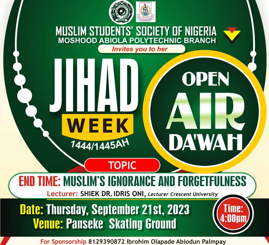 AdesolaMulkah's tweet photo. 4-6pm today insha Allah.
#Mssnmapoly
#jihadweek1444/45
#Thehourdrawsnear
#Day4with @IdrisAOni1 https://t.co/bH3VKIOPYR