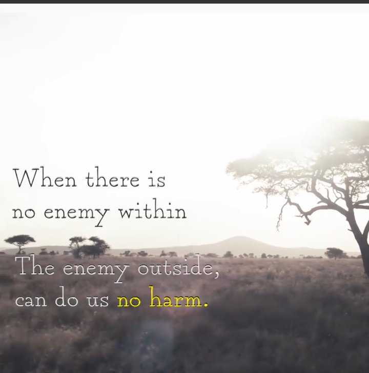 when there is no enemy within,the enemy outside,can do us no harm .
#africanproverb 
#squad