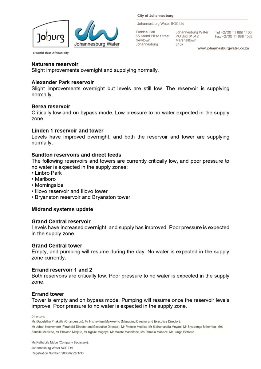JHBWater's tweet photo. Johannesburg Water systems   

#JoburgUpdates ^N https://t.co/MUY5qI4rf1