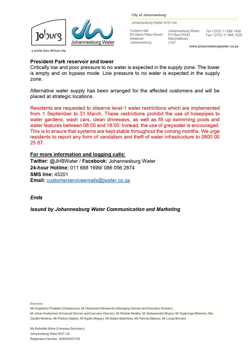 JHBWater's tweet photo. Johannesburg Water systems   

#JoburgUpdates ^N https://t.co/MUY5qI4rf1