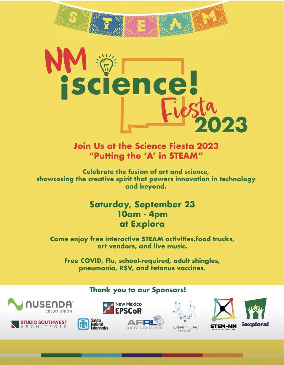 FcavalloL's tweet photo. Come and see us at the NM Science Fiesta, this Saturday! https://t.co/KCAOVDsGLq