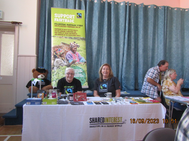Fairtrade Ted joins Ruth and Iris for our #fairtrade stall at the @UnitedReformed church stall last Saturday.  Looks like they had fun showcasing the wide range of #fairtradeproducts available. #felixstowe #suffolk #choosefairtrade