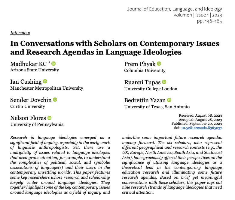i am delighted to have contributed to the inaugural issue of the Journal of Education, Language, and Ideology, along with people whose work i admire so much. available open access here: jelipub.files.wordpress.com/2023/09/kcetal…