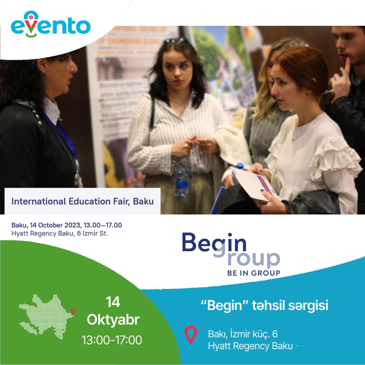EventoBaku's tweet photo. “Begin” təhsil sərgisində Azərbaycan, Türkiyə, Avropa, ABŞ, Malayziya və BƏƏ-nin ali təhsil müəssisələri və özəl məktəbləri təmsil olunacaq. Ziyarət pulsuzdur.
Ətraflı məlumat: https://t.co/eELRJeSFjf. 

#baku #bakuevents #evento #təhsil #sərgi #bakı #tədbir #выставка #баку https://t.co/ngfsU7ggQ2