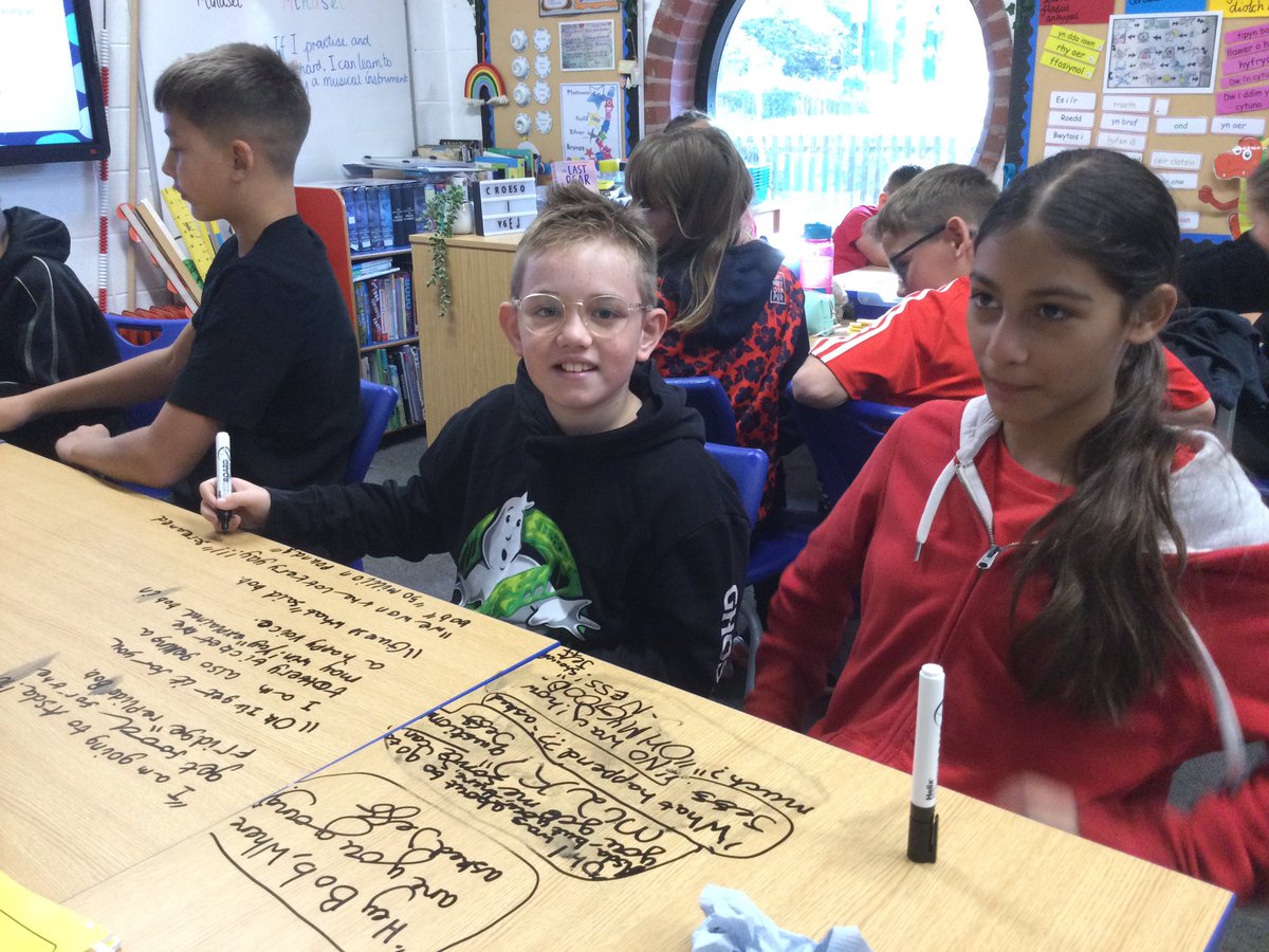 PPSMrsJones's tweet photo. We are trying to master our use of speech marks, using synonyms for said and writing conversations. Fantastic work this morning Year 6. 😊✍️@PentrepoethPrim https://t.co/Qph669HKyn