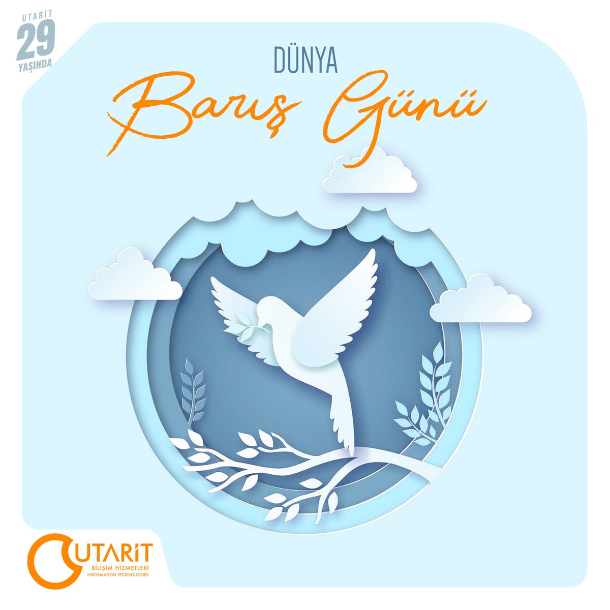 Tüm dünya milletlerinin gerçek refahı ve huzuru sağlayabilmesinin en büyük garantisi, barıştır. 21 Eylül Barış Günü'nde Utarit Ailesi olarak tüm dünyamızdaki savaşların bir an evvel sona ermesini diler, gelecek kuşaklara huzur ve bilim dolu bir gelecek dileriz.🙏

#utarit