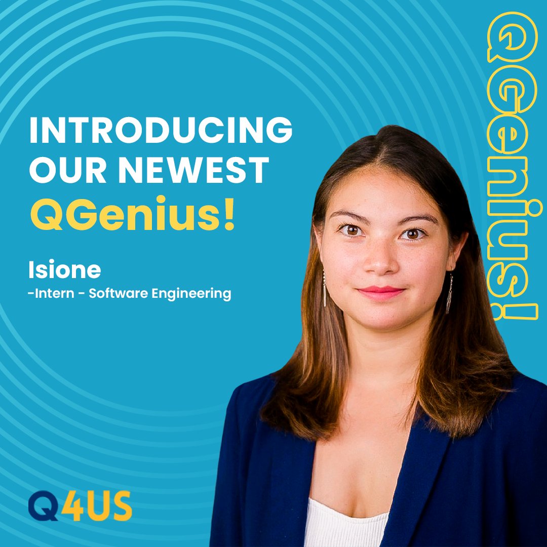 Q4USdev's tweet photo. Q4US welcomes Isione Bonvalot, who joined the team as an Intern - Software Engineering.
#internships #intern #q4us #qualityispersonal #software #teamwork https://t.co/0qxP5CGg6n
