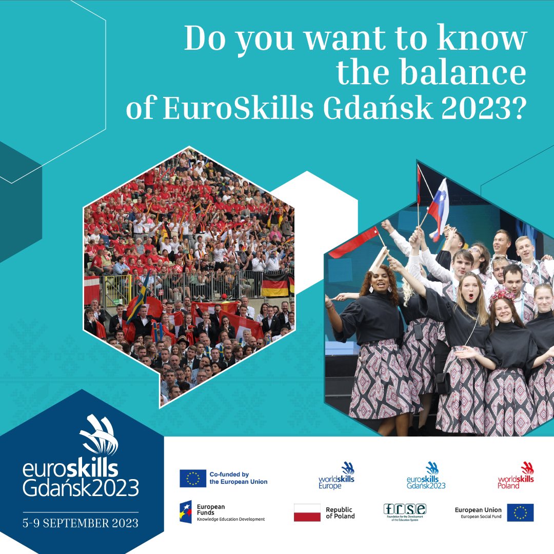 👉600 competitors
👉43 competitions
👉32 countries

And thousands of fans and hundreds of wonderful volunteers🎉🎉.
This is the balance of the 8th edition of the <a href="/ESGdansk2023/">EuroSkills Gdańsk 2023</a> Young Professionals Competition that ended on September 9 💕

#medals #win #professionals #youth