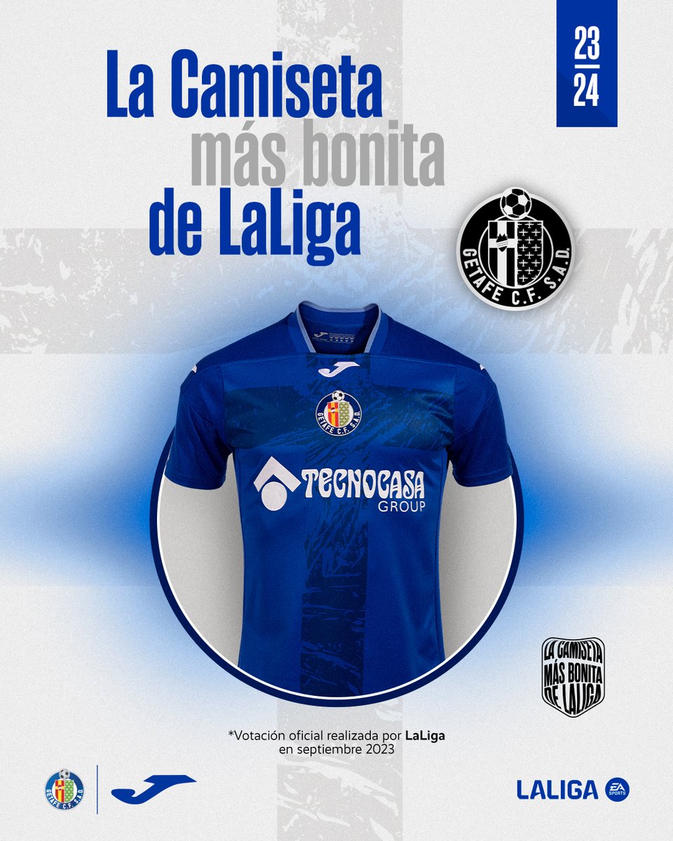 GetafeCF's tweet photo. No solo lo decimos nosotros, lo dice @LaLiga. 😊

La camiseta azulona es... 

💙𝐋𝐀 𝐂𝐀𝐌𝐈𝐒𝐄𝐓𝐀 𝐌𝐀́𝐒 𝐁𝐎𝐍𝐈𝐓𝐀 𝐃𝐄 𝐋𝐀 𝐋𝐈𝐆𝐀💙

#LaLigaEASports https://t.co/P9RlSNMIyb