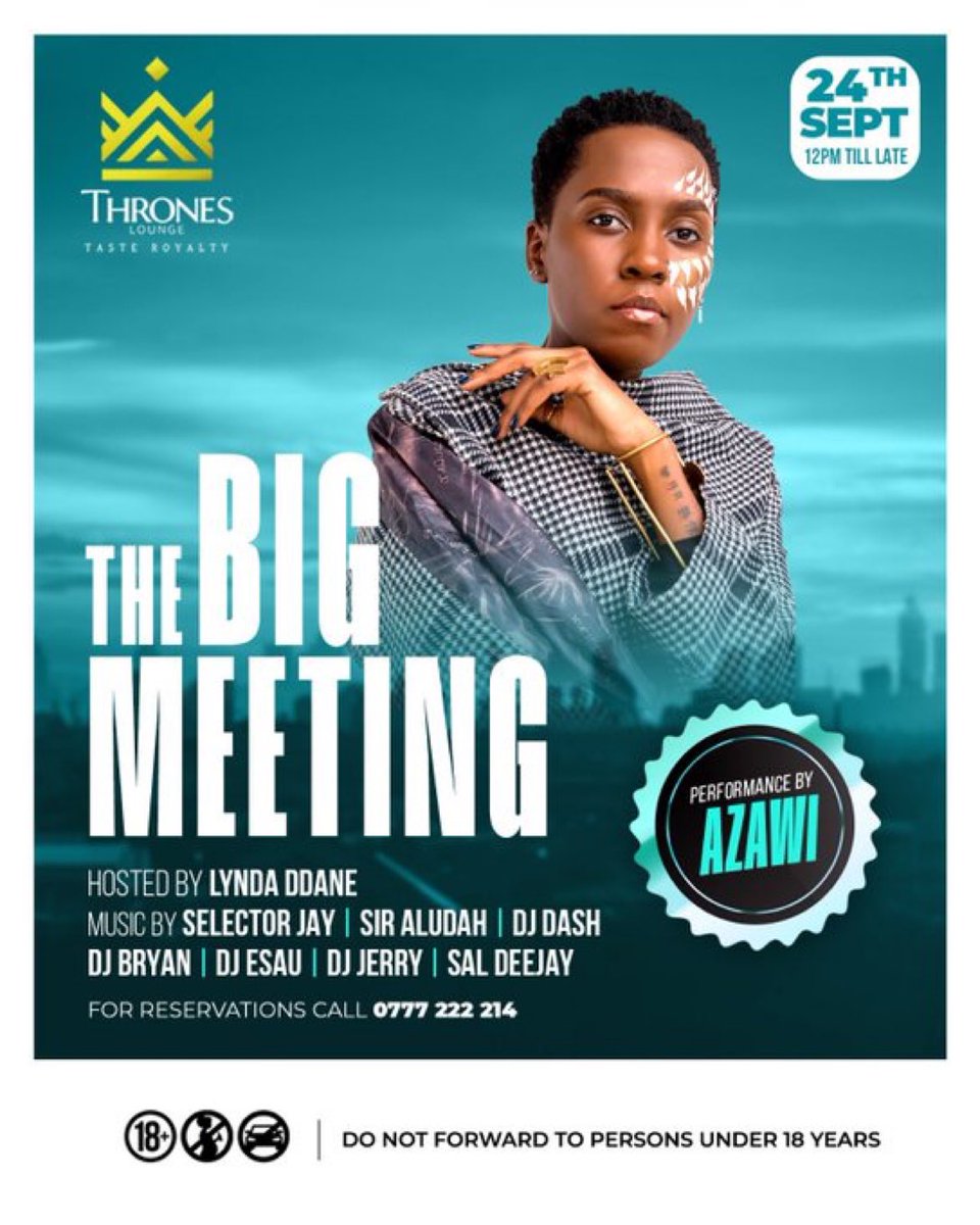 bamwinejnr's tweet photo. The real party will be on this weekend, Sunday at #ThronesKampala 
Be there or be no where 

#TheBigMeetingBrunch https://t.co/d00VTXW3rc