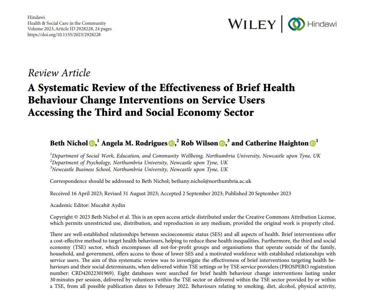 My PhD systematic review is now published. I loved seeing the diversity of settings that brief interventions can be applied in, and the idea of peer delivery, with implications for MECC too @MECCgroupNCL @HaightonKatie @WilsoRob @DrAMRodrigues Read here: hindawi.com/journals/hsc/2…