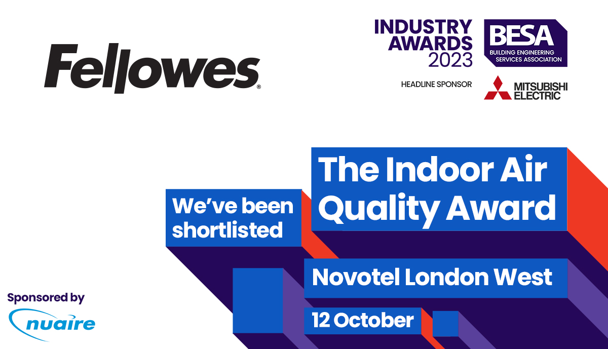 Fellowes is pleased to be announced as a finalist in the BESA Industry Awards 2023 for ‘Indoor Air Quality Initiative’, with our fully networked air quality system, Array.

Congratulations to all finalists, wishing you all the best of luck.

#BESAAwards #IndoorAirQuality #Array