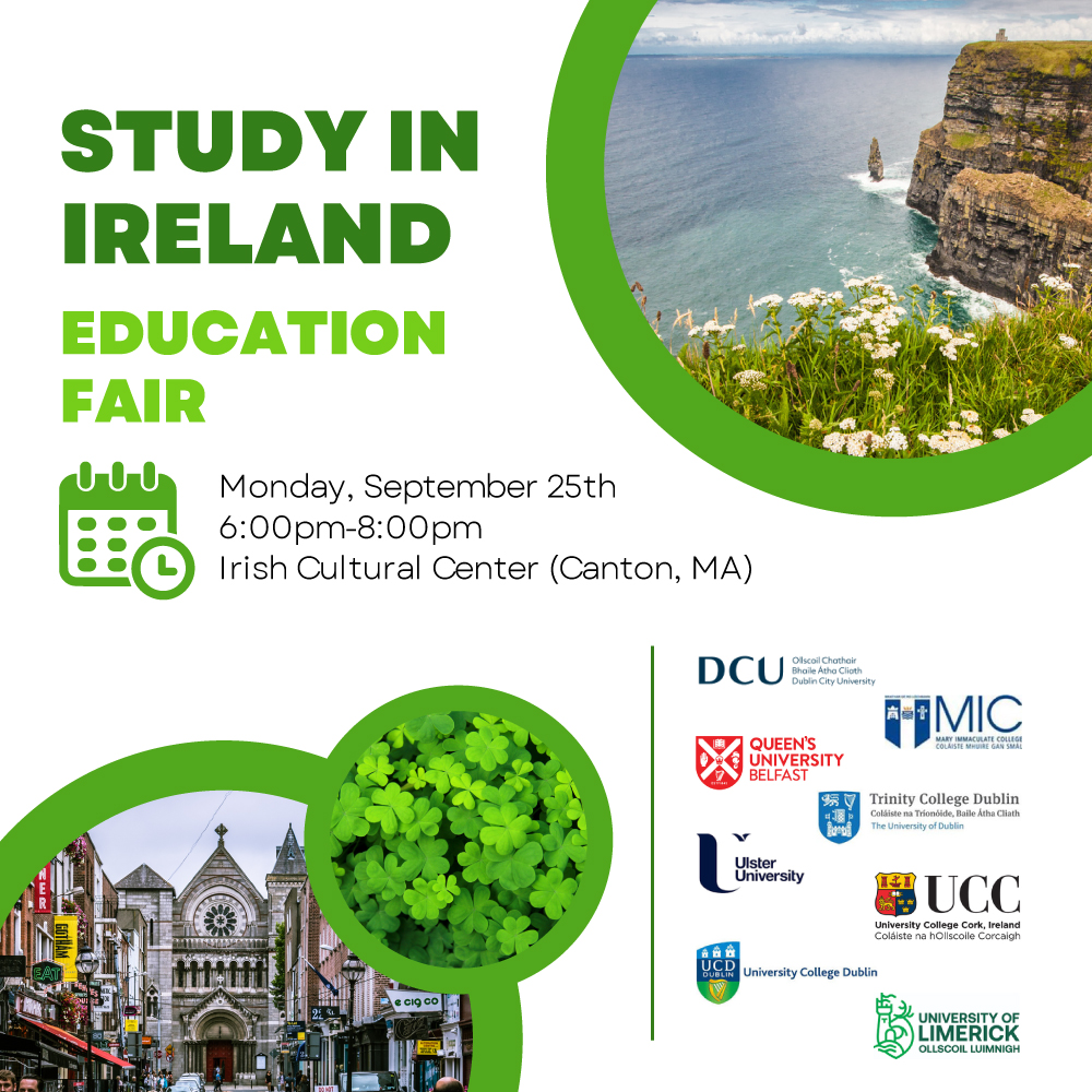 Trinity College Dublin Global (@tcdglobal) on Twitter photo Join us next Monday, 25/09 at the Study in Ireland Boston Fair! <a href="/EduIreland/">Education in Ireland</a> and 8 Irish Universities including <a href="/tcddublin/">Trinity College Dublin</a> are coming together for this exciting event. 
Hosted by The Irish Cultural Centre in Canton from 6pm to 8pm (Boston time). eventbrite.com/e/study-in-ire… Join us next Monday, 25/09 at the Study in Ireland Boston Fair! <a href="/EduIreland/">Education in Ireland</a> and 8 Irish Universities including <a href="/tcddublin/">Trinity College Dublin</a> are coming together for this exciting event. 
Hosted by The Irish Cultural Centre in Canton from 6pm to 8pm (Boston time). eventbrite.com/e/study-in-ire…