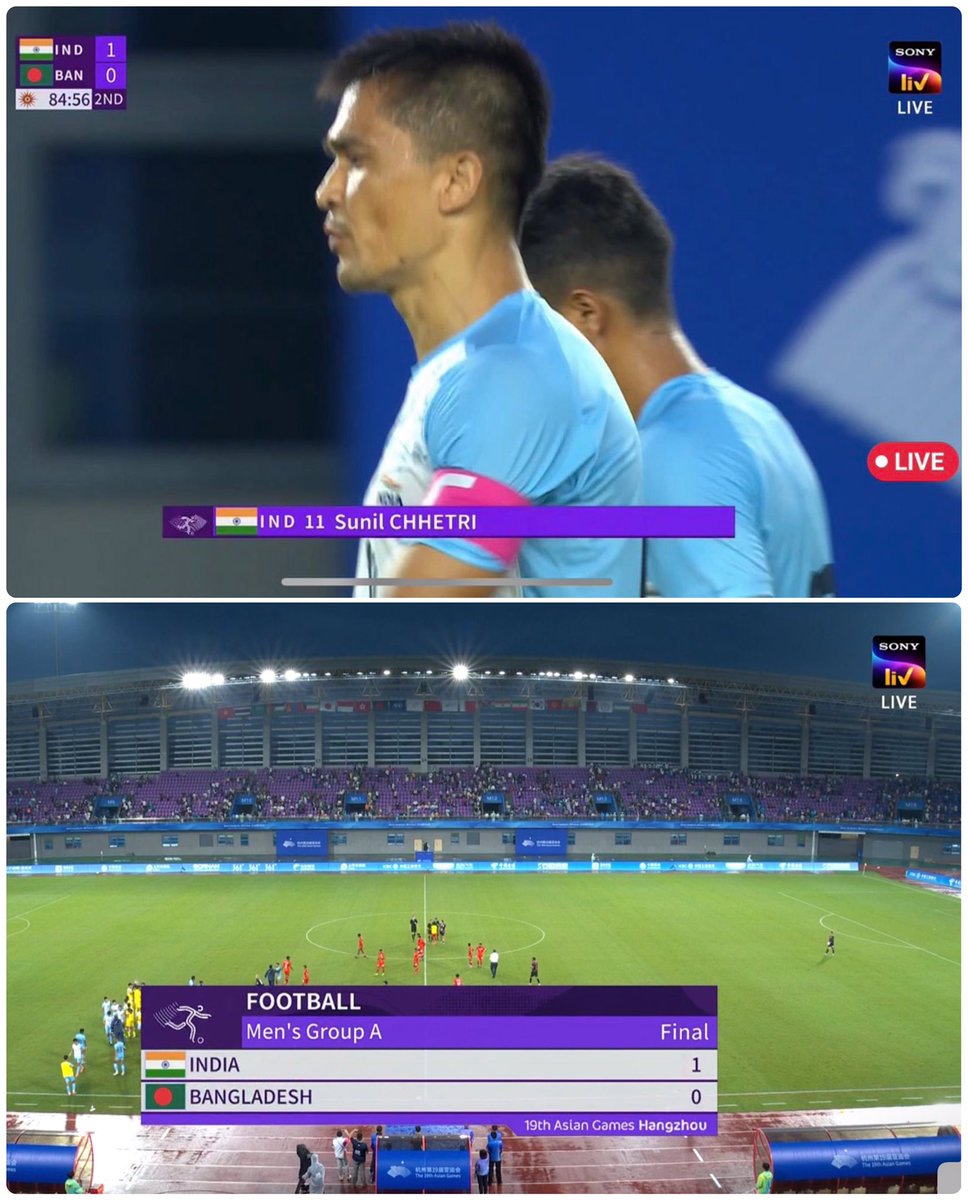 India defeat Bangladesh 1-0 to register its 1st victory in Asian Games since 2010.

Sunil Chhetri with his Goal no. 93 🔥

Way to go Team India 🇮🇳

#AsianGames2023 | #IndianFootball | #INDBAN | #BlueTigers