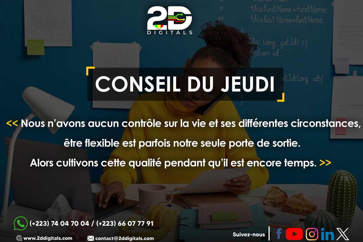 Soyez flexible !

Dans un monde en constante évolution, la flexibilité est une qualité en or  qu'il faut impérativement avoir dans sa collection !