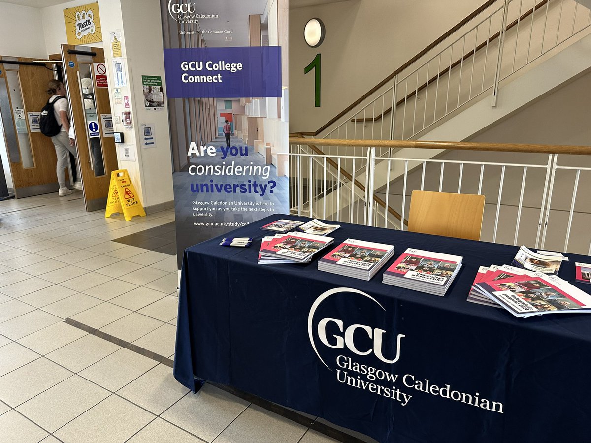 We are at <a href="/WestCollScot/">WestCollegeScotland</a> Clydebank Campus today. Interested in university? Come chat to us outside Taste!